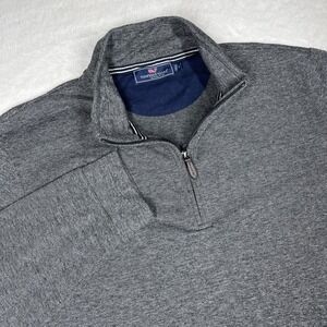 Vinyard Vines 1/4 Zip Pullover Mens L Gray Herringbone Stretch